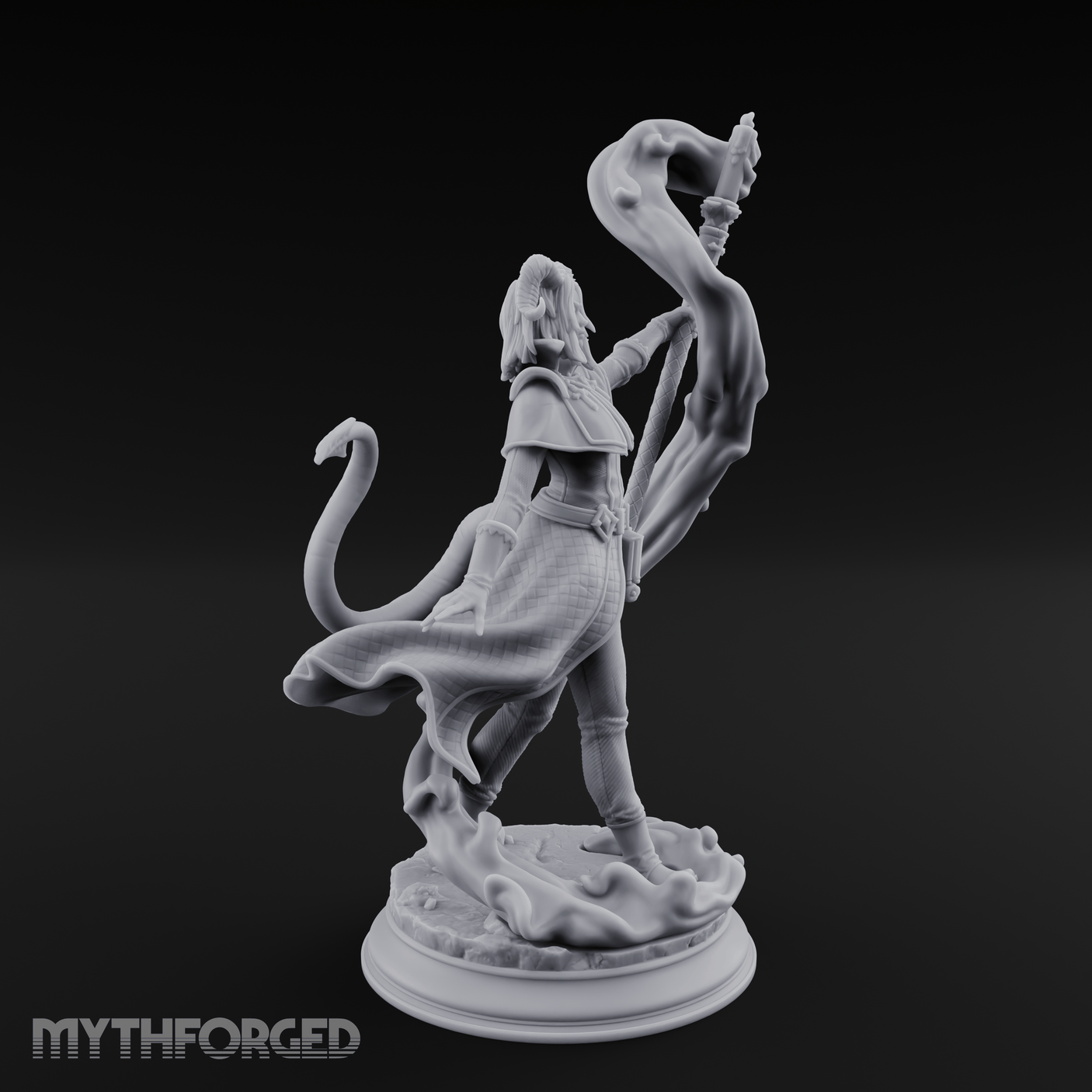 Staff Summoning Tiefling Sorcerer Miniature for Dungeons and Dragons, Pathfinder or other TTRPGs