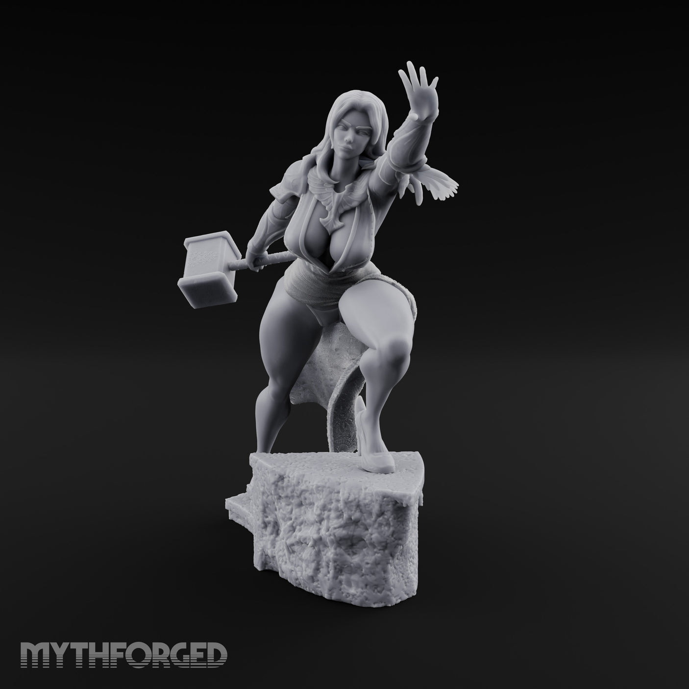 Arm Outstretched Knee Raised Human Sorceress Miniature for Dungeons and Dragons, Pathfinder or other TTRPGs