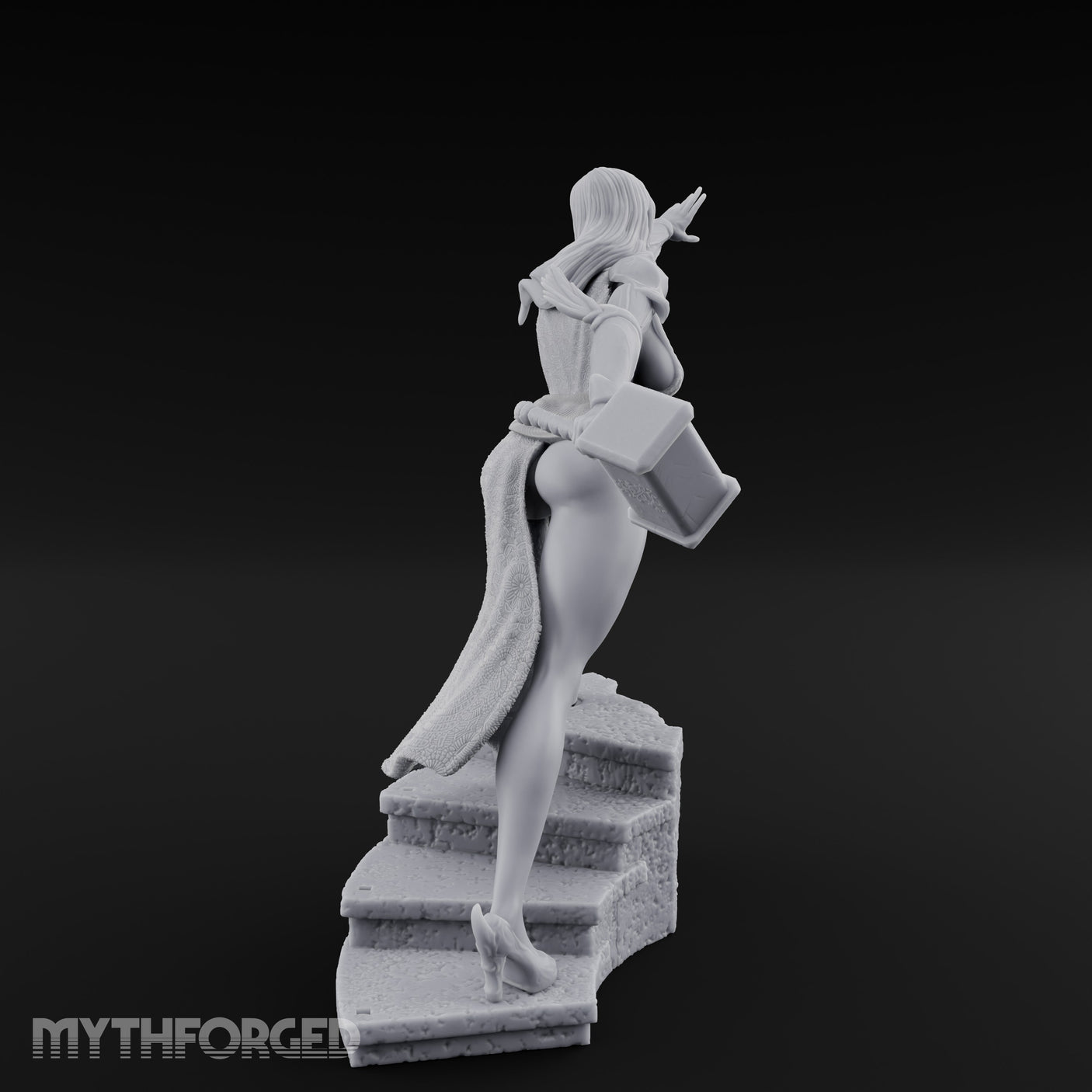 Arm Outstretched Knee Raised Human Sorceress Miniature for Dungeons and Dragons, Pathfinder or other TTRPGs
