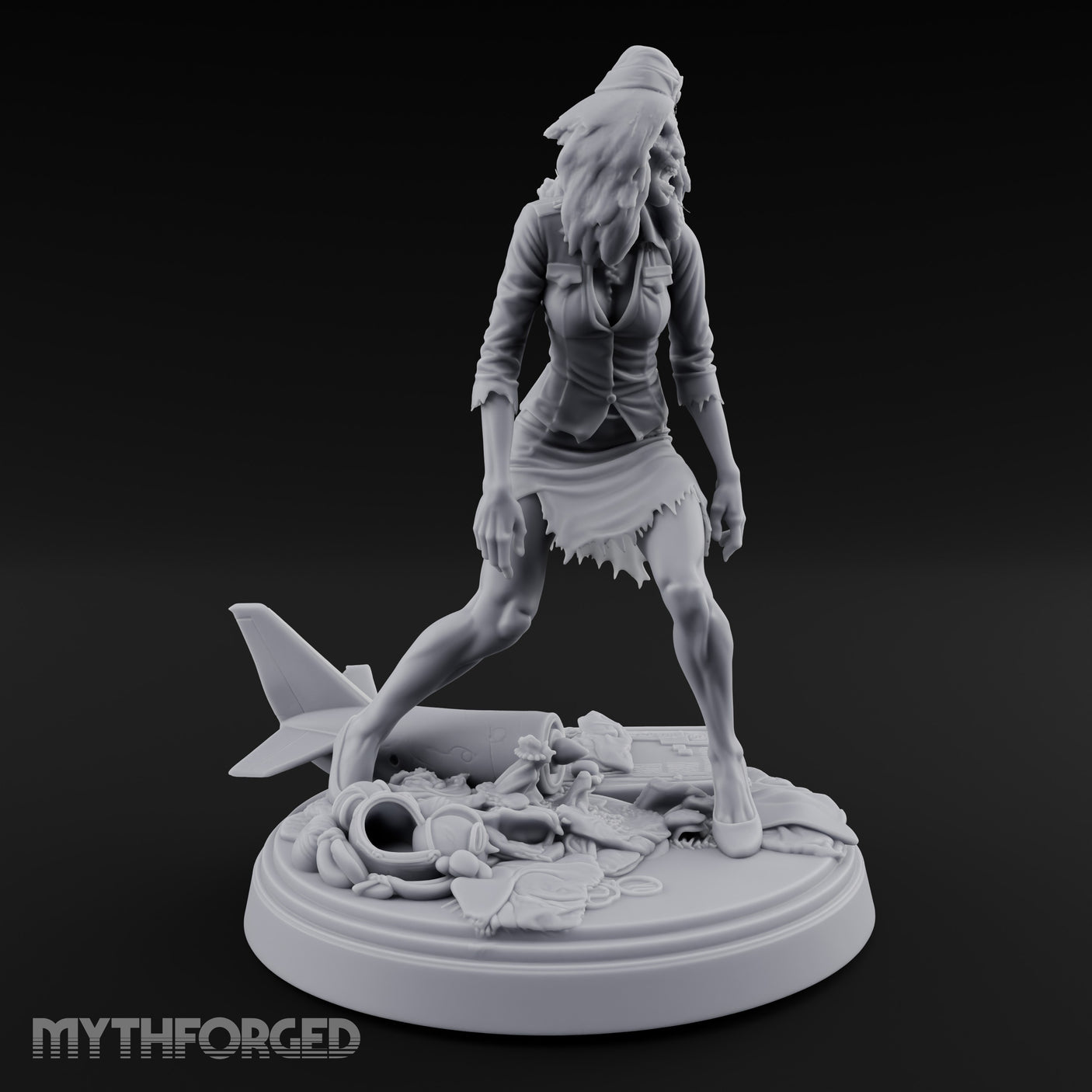 Arm Raised Shrieking Zombie Flight Attendant Miniature for Dungeons and Dragons, Pathfinder or other TTRPGs