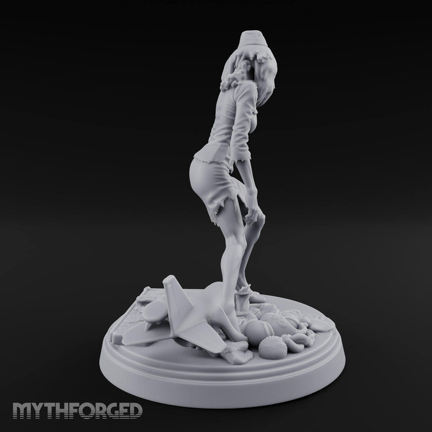 Arm Raised Shrieking Zombie Flight Attendant Miniature for Dungeons and Dragons, Pathfinder or other TTRPGs