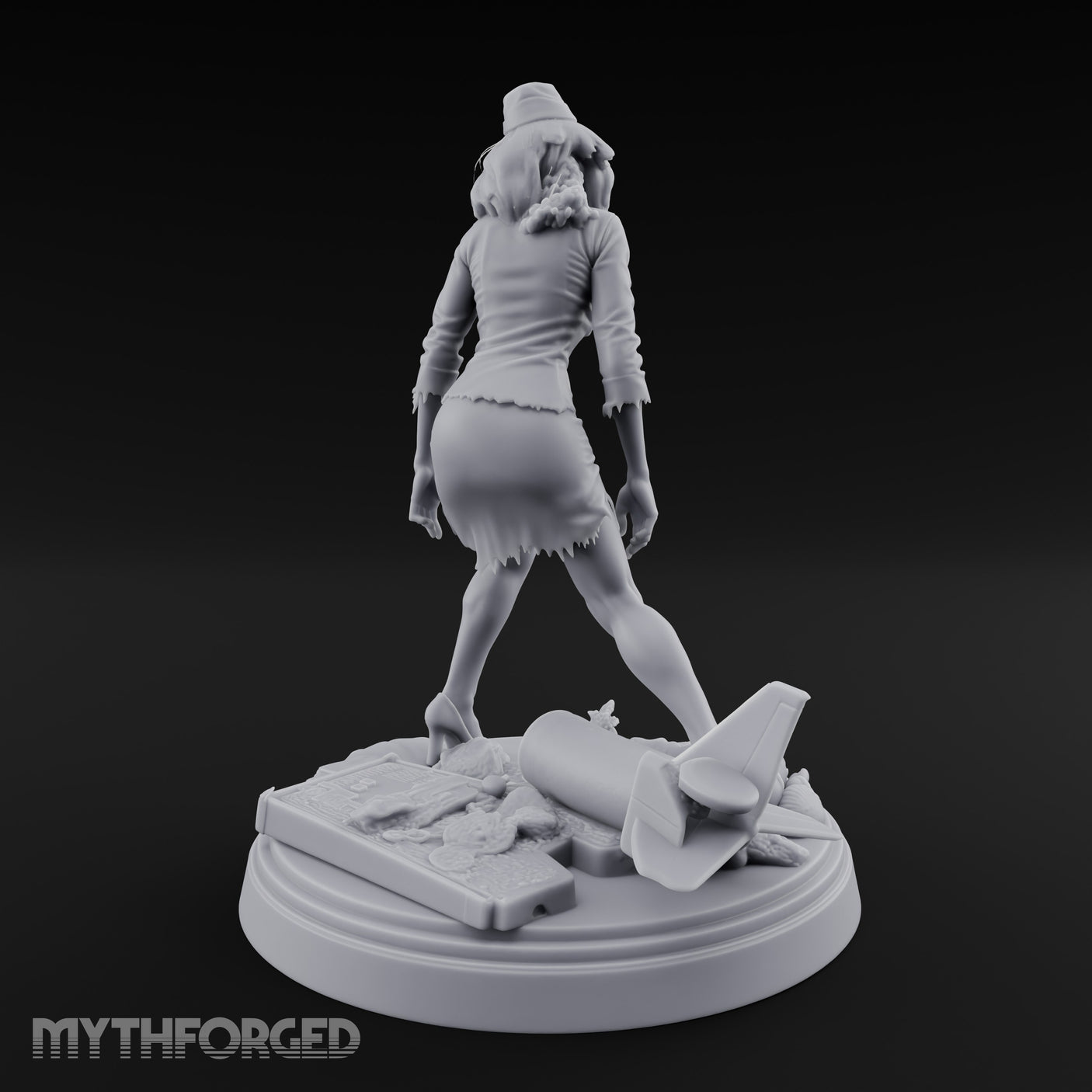 Arm Raised Shrieking Zombie Flight Attendant Miniature for Dungeons and Dragons, Pathfinder or other TTRPGs
