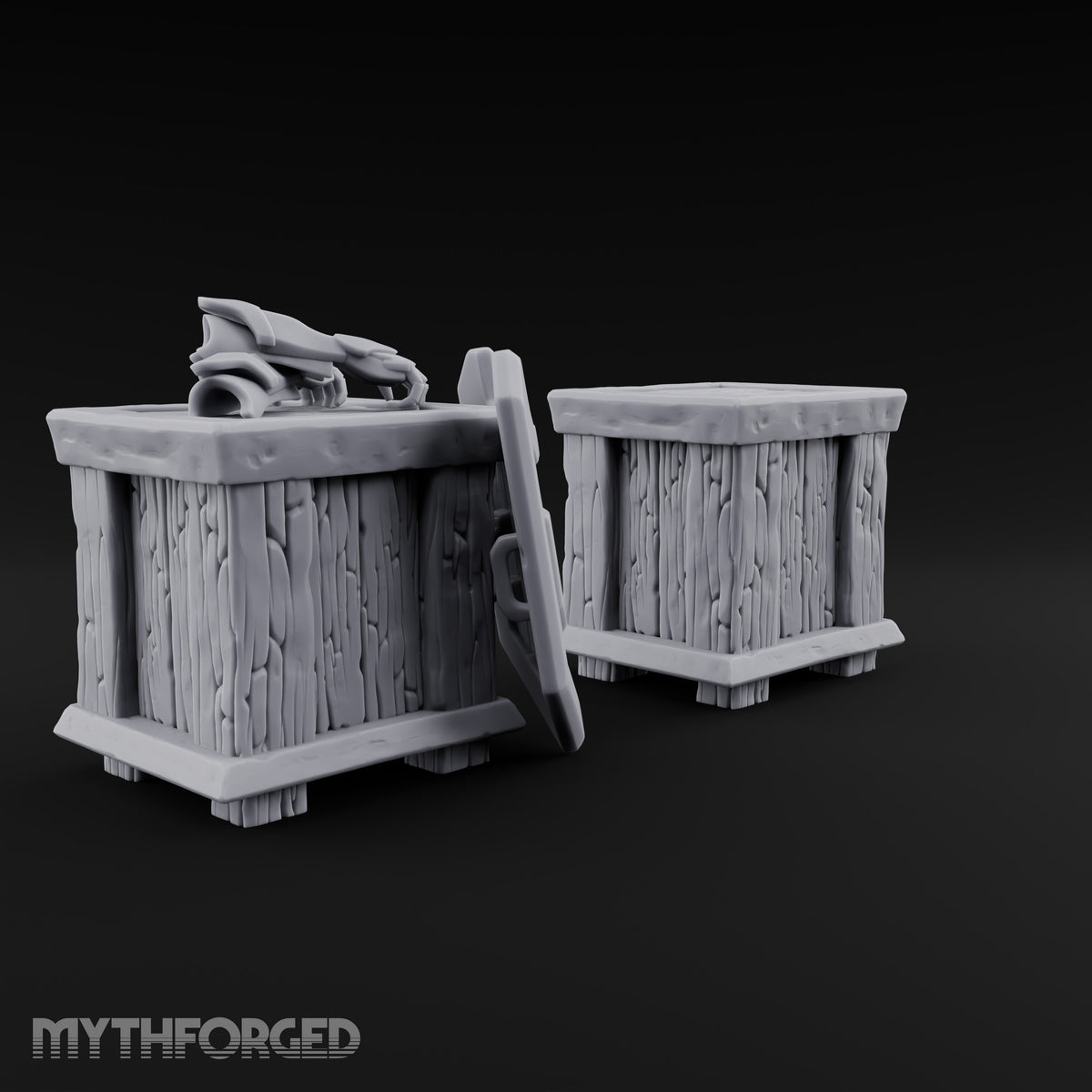 Shield Lid Left Ajar Wooden Storage Crates