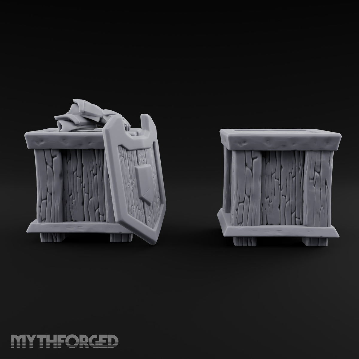 Shield Lid Left Ajar Wooden Storage Crates