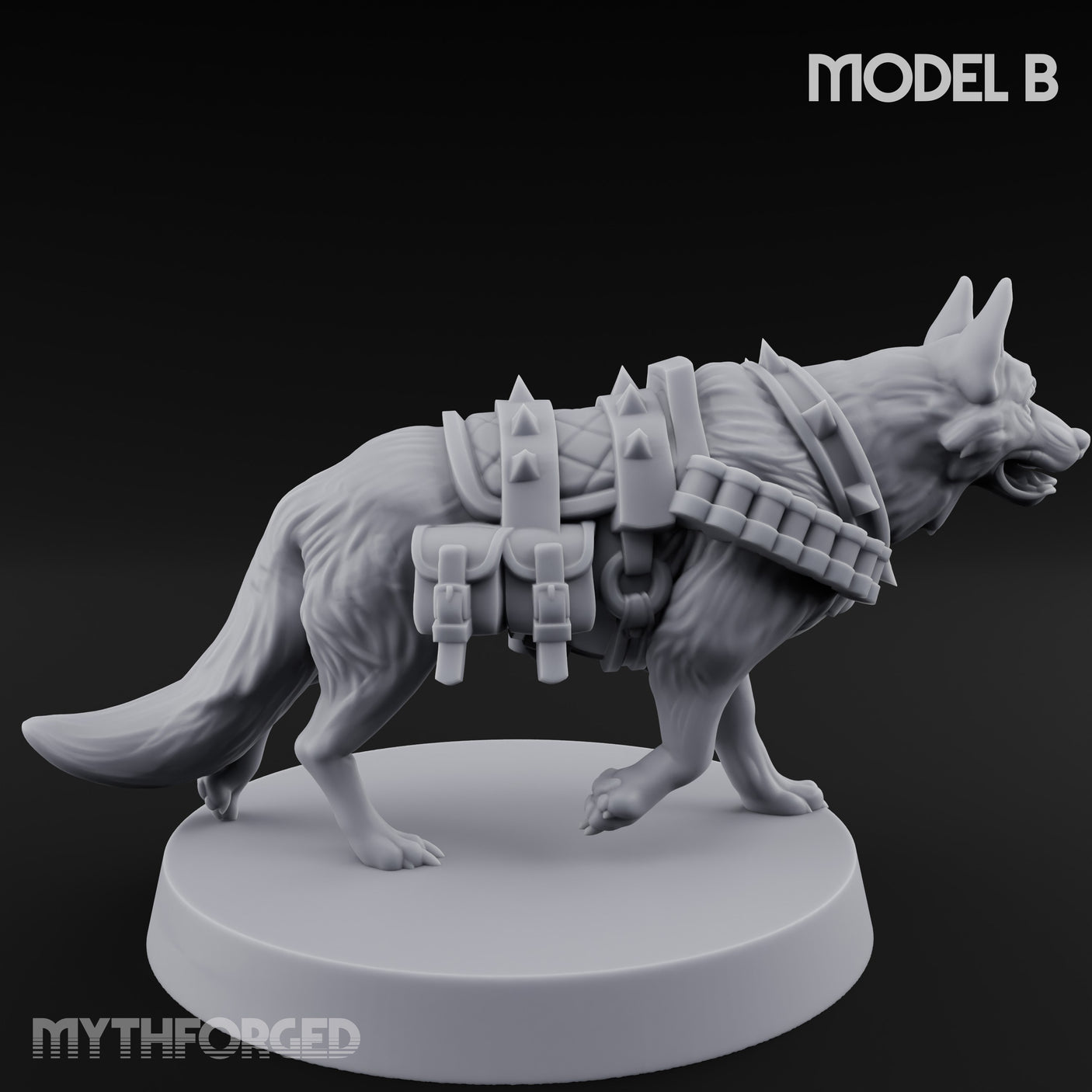 Armour Plated Snarling Trench Combat Dog B Miniature for Dungeons and Dragons, Pathfinder or other TTRPGs