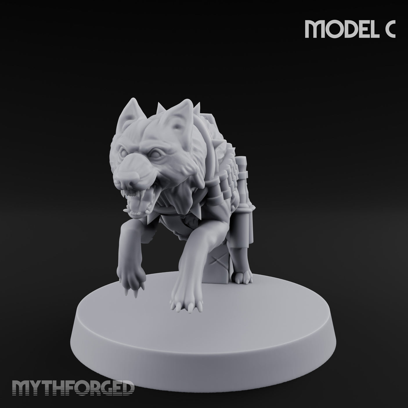 Armour Plated Snarling Trench Combat Dog C Miniature for Dungeons and Dragons, Pathfinder or other TTRPGs