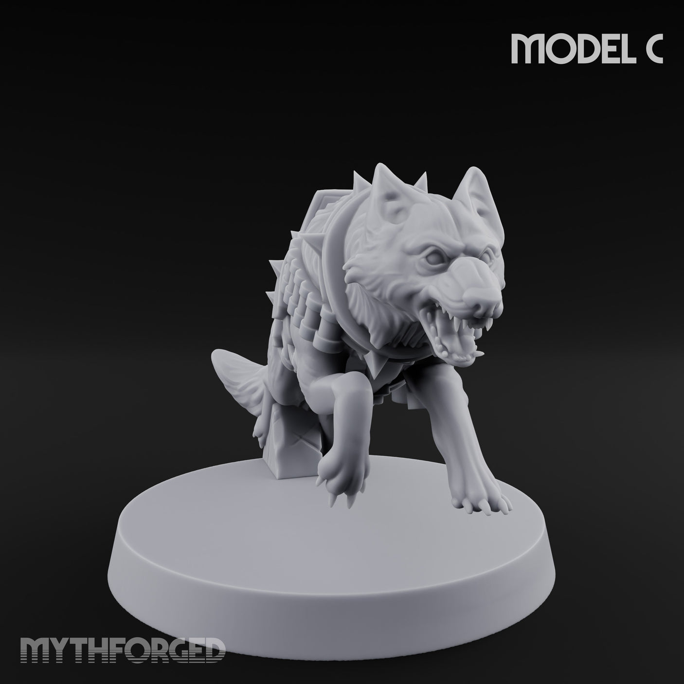 Armour Plated Snarling Trench Combat Dog C Miniature for Dungeons and Dragons, Pathfinder or other TTRPGs
