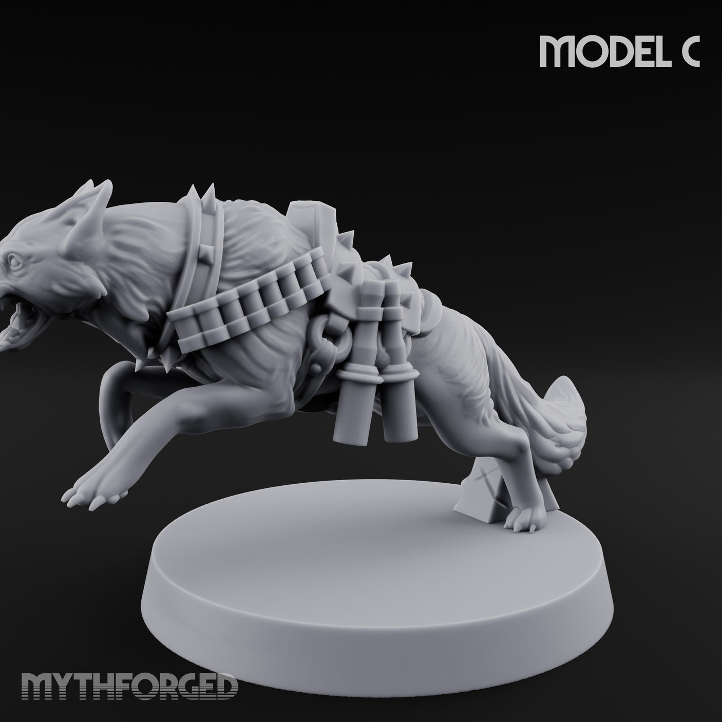Armour Plated Snarling Trench Combat Dog C Miniature for Dungeons and Dragons, Pathfinder or other TTRPGs