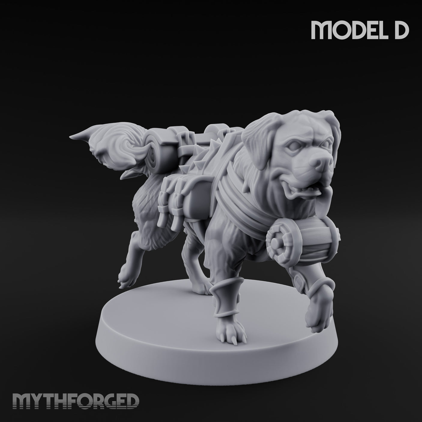 Armour Plated Snarling Trench Combat Dog D Miniature for Dungeons and Dragons, Pathfinder or other TTRPGs