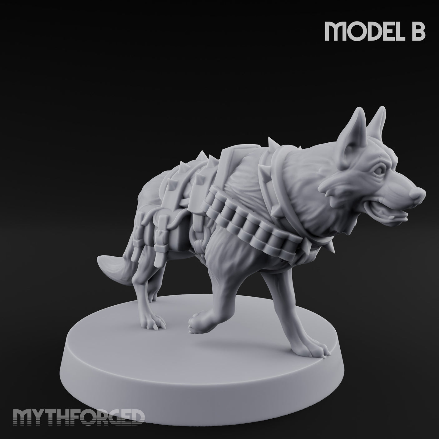 Armour Plated Snarling Trench Combat Dogs Miniature for Dungeons and Dragons, Pathfinder or other TTRPGs