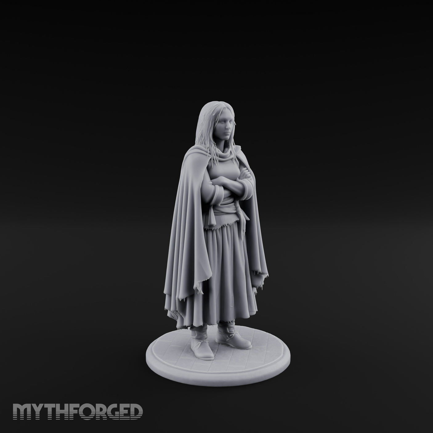 Arms Folding Human Peasant Miniature for Dungeons and Dragons, Pathfinder or other TTRPGs