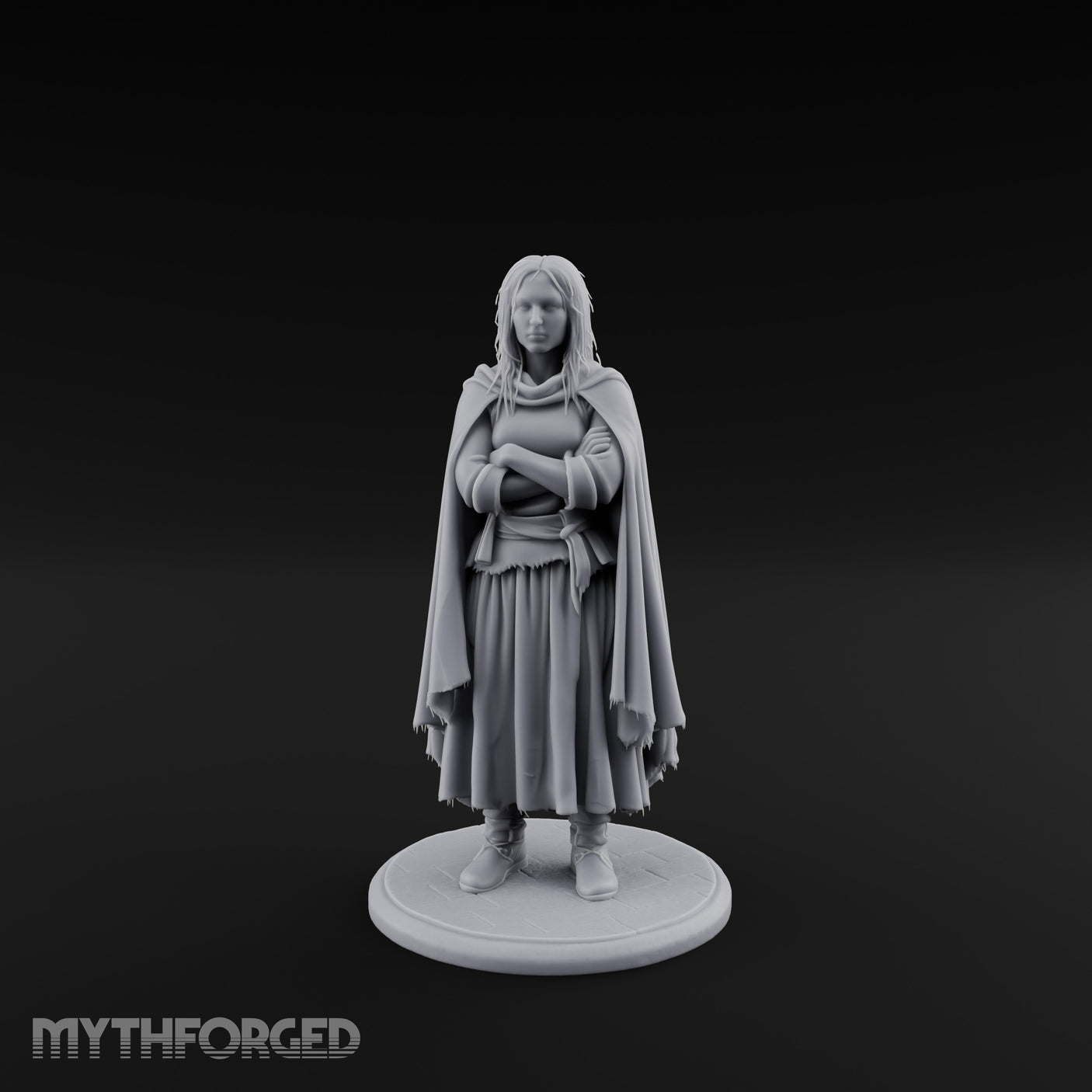 Arms Folding Human Peasant Miniature for Dungeons and Dragons, Pathfinder or other TTRPGs