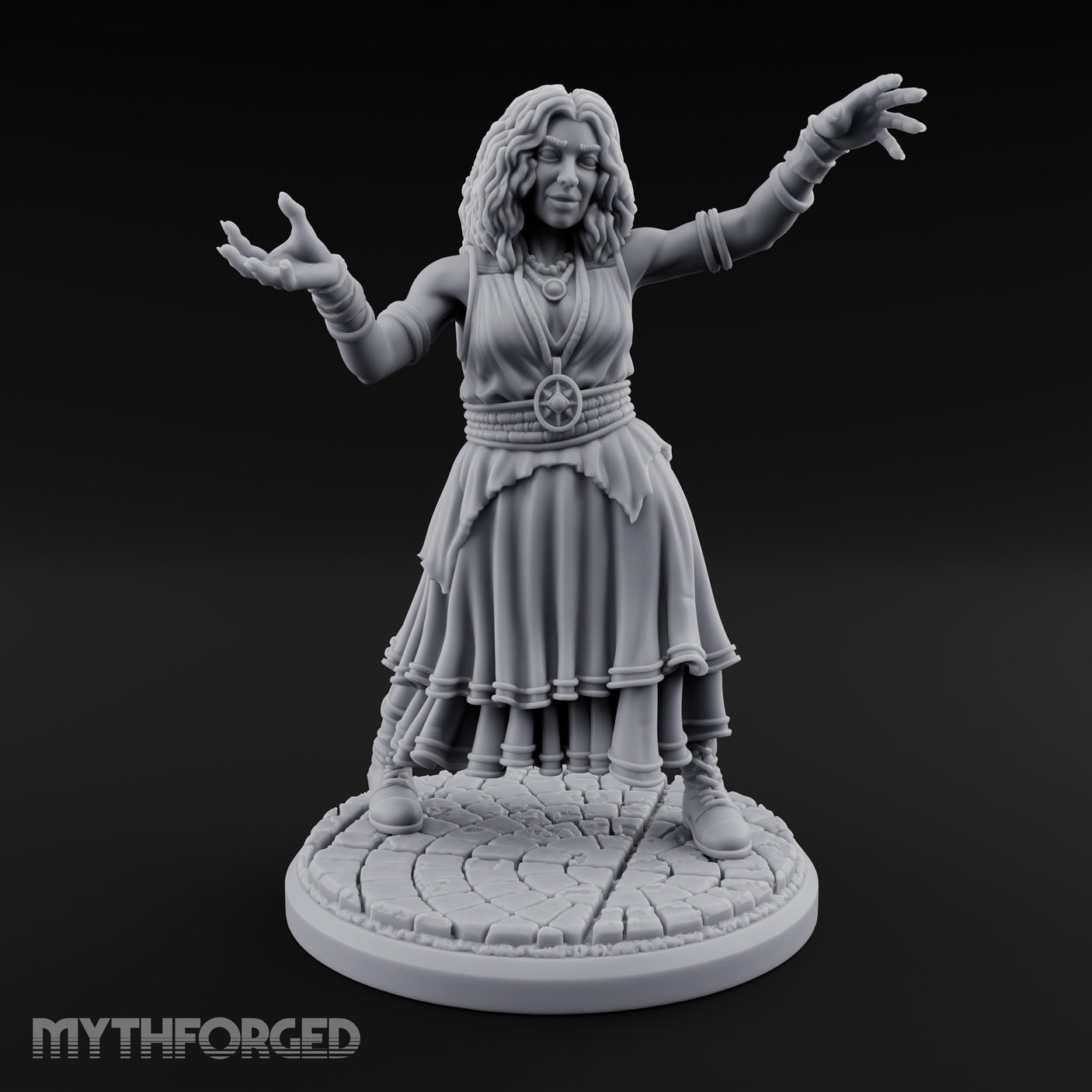 Arms Outstretched Human Witch Miniature for Dungeons and Dragons, Pathfinder or other TTRPGs