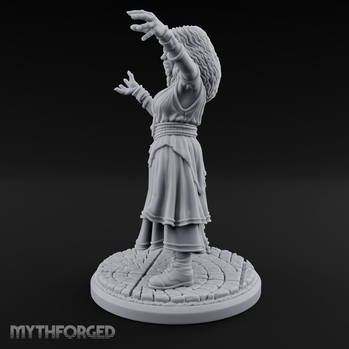 Arms Outstretched Human Witch Miniature for Dungeons and Dragons, Pathfinder or other TTRPGs