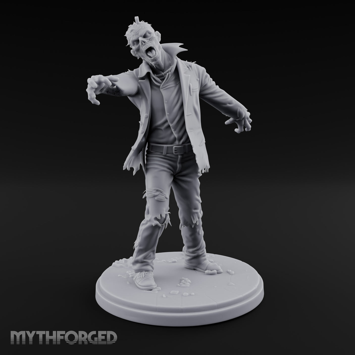 Arms Outstretched Lurching Zombie Civilian Miniature for Dungeons and Dragons, Pathfinder or other TTRPGs