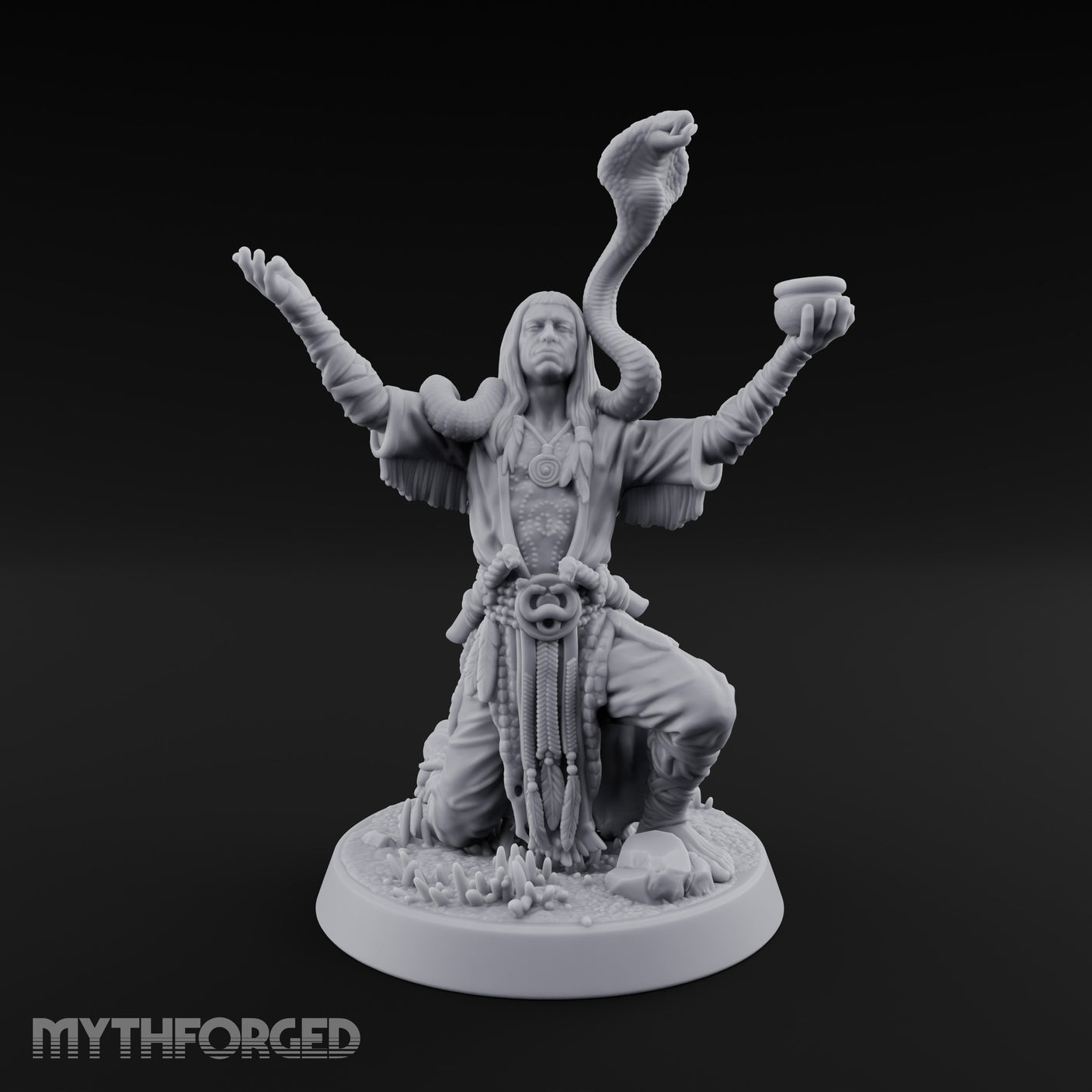 Arms Raised Offering Head Cultist Miniature for Dungeons and Dragons, Pathfinder or other TTRPGs