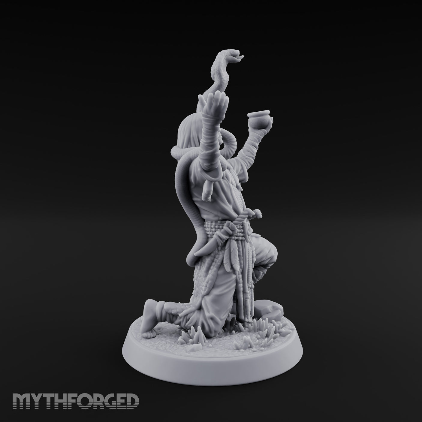 Arms Raised Offering Head Cultist Miniature for Dungeons and Dragons, Pathfinder or other TTRPGs