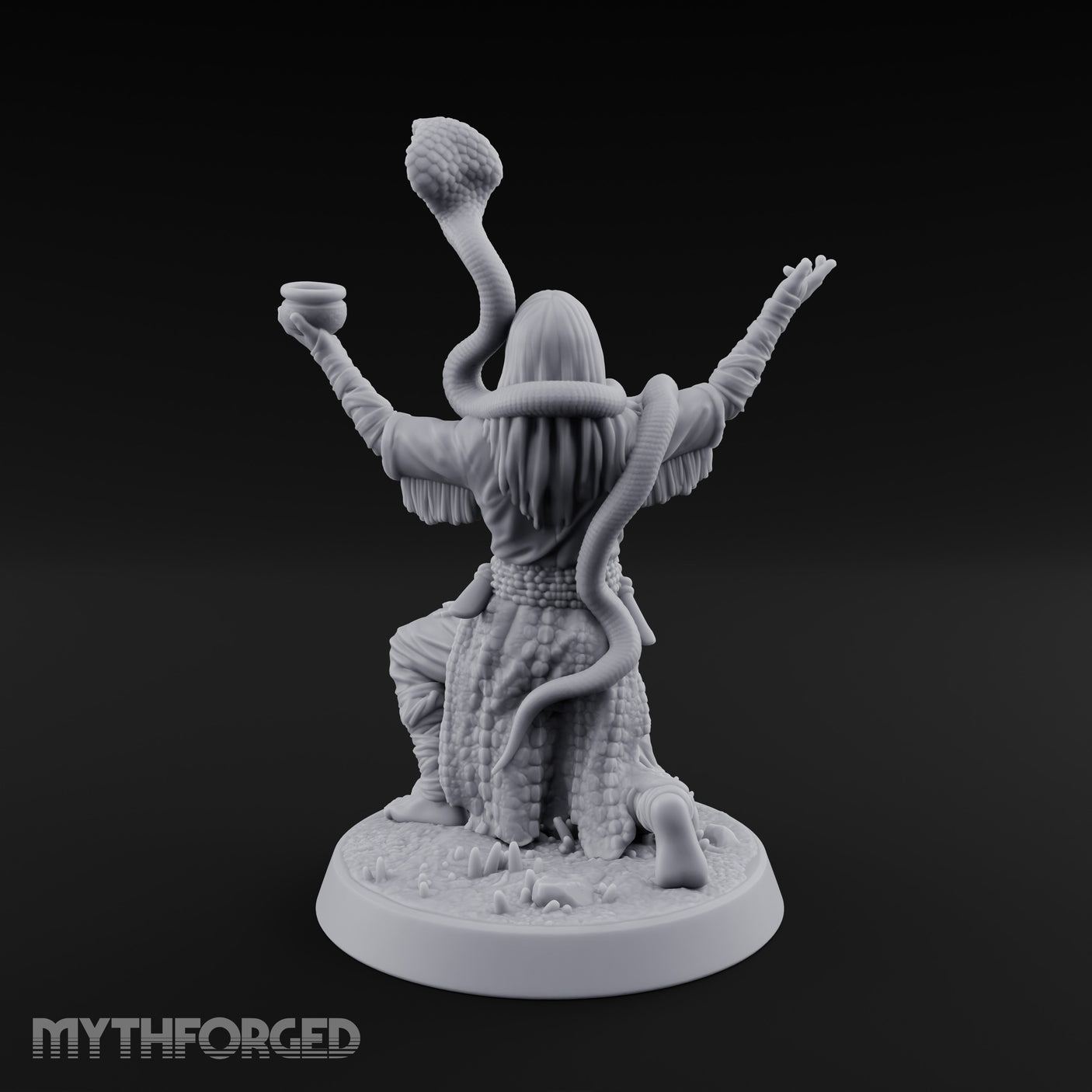 Arms Raised Offering Head Cultist Miniature for Dungeons and Dragons, Pathfinder or other TTRPGs