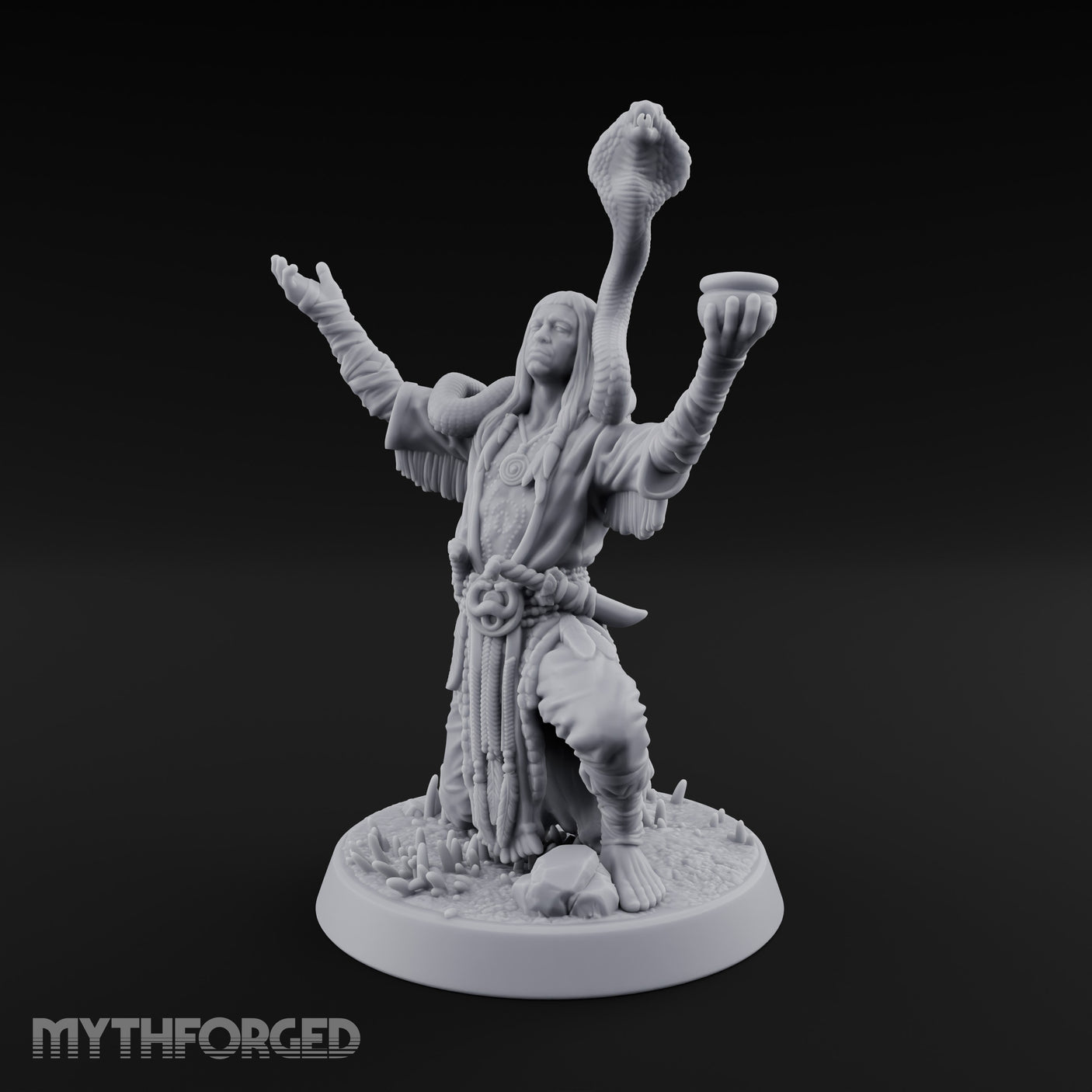 Arms Raised Offering Head Cultist Miniature for Dungeons and Dragons, Pathfinder or other TTRPGs