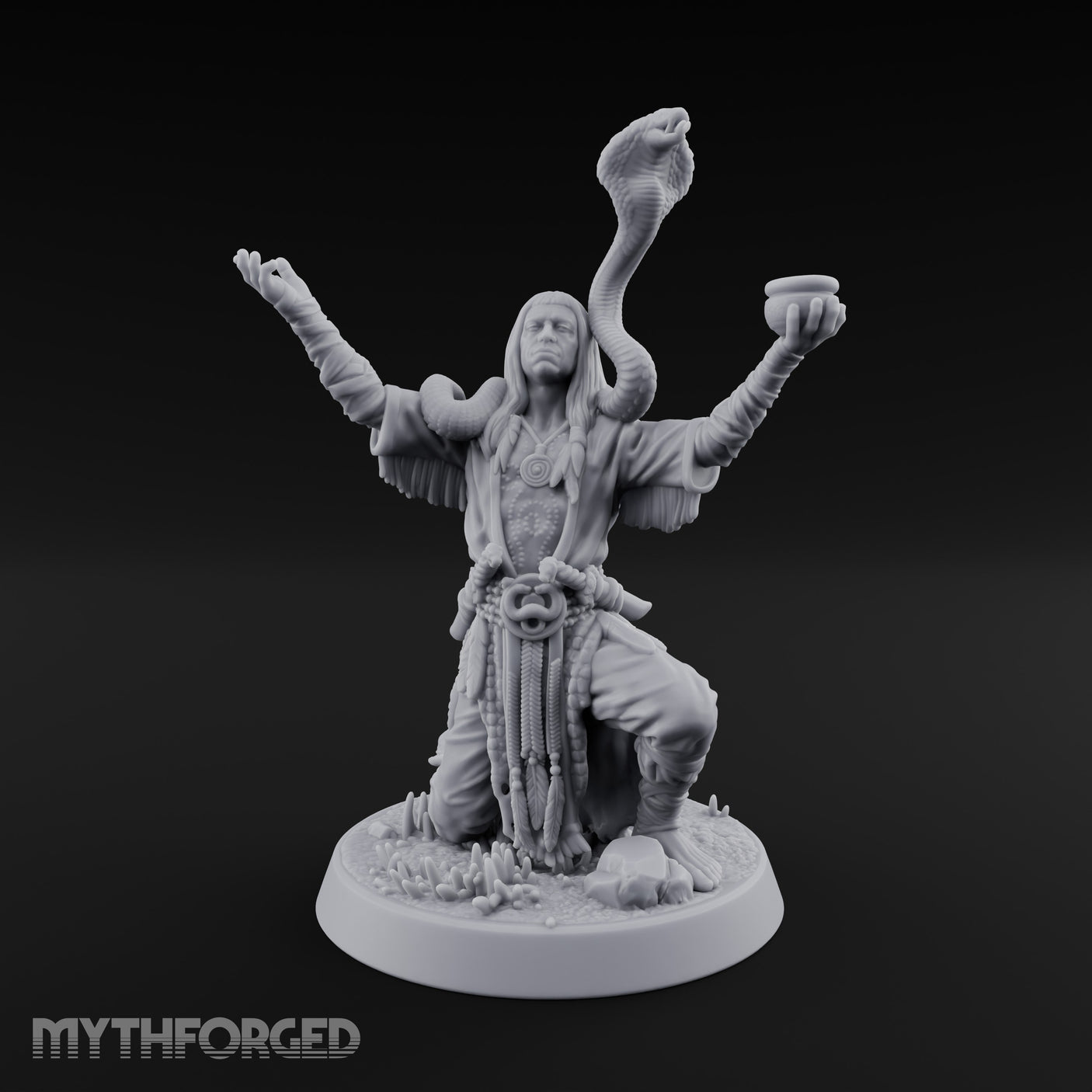 Arms Raised Offering Head Cultist Miniature for Dungeons and Dragons, Pathfinder or other TTRPGs
