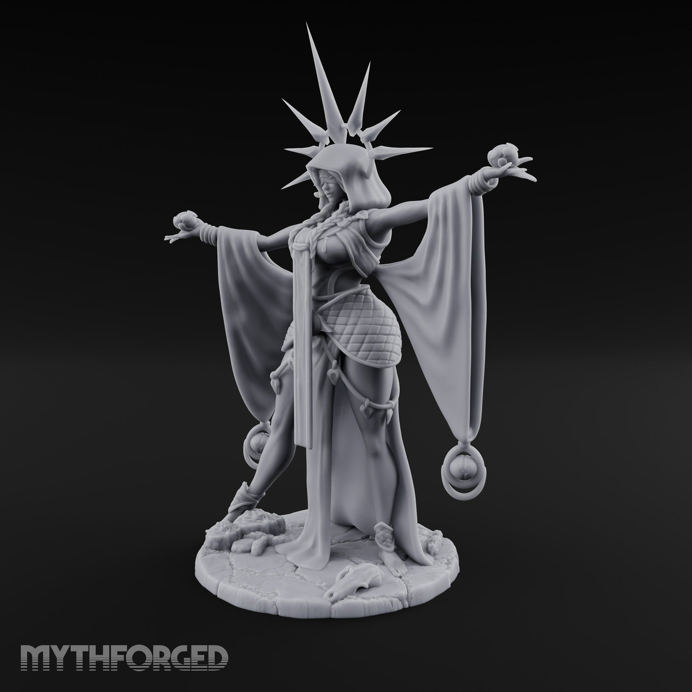 Arms Wide Sun Crown Human Sorceress Miniature for Dungeons and Dragons, Pathfinder or other TTRPGs