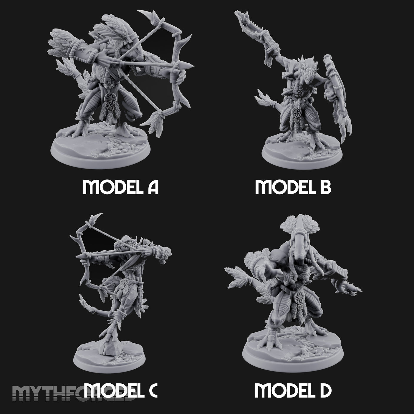 Arrow Nocking Lizardfolk Archers Miniature for Dungeons and Dragons, Pathfinder or other TTRPGs