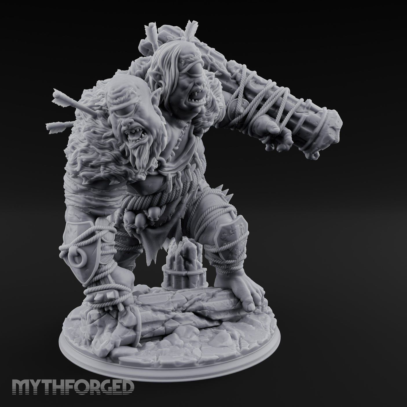 Arrow Riddled Ettin Brute — Large - 2" Base