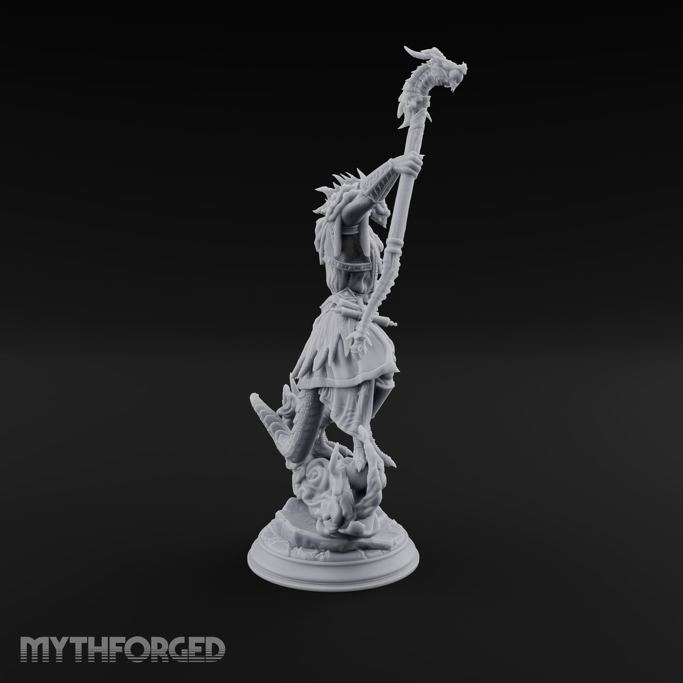 Staff Raising Dragonborn Sorcerer Miniature for Dungeons and Dragons, Pathfinder or other TTRPGs