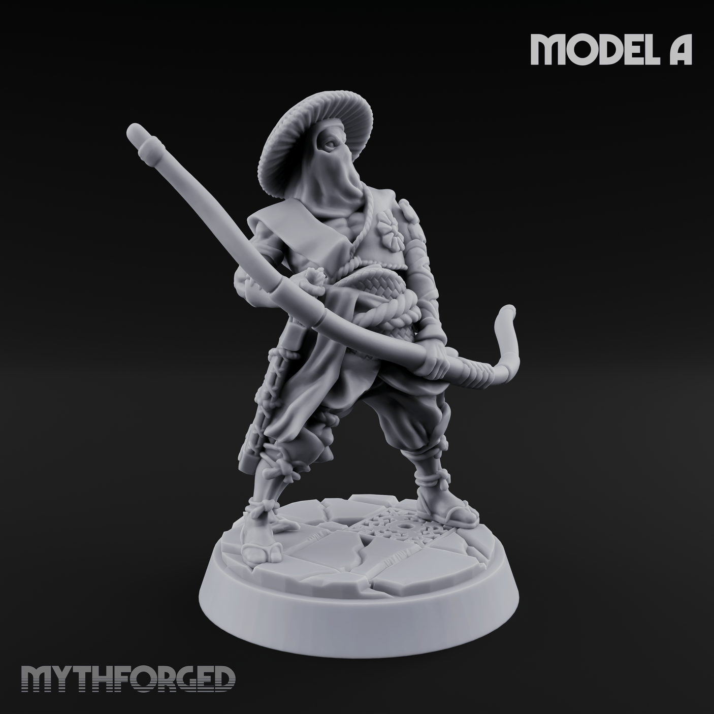 Bow Flexing Ashigaru Archers A Miniature for Dungeons and Dragons, Pathfinder or other TTRPGs