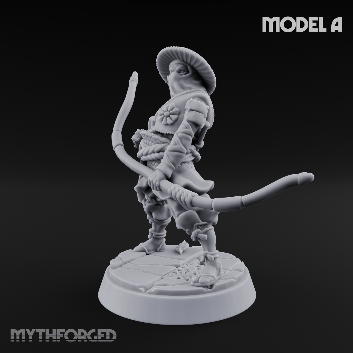 Bow Flexing Ashigaru Archers A Miniature for Dungeons and Dragons, Pathfinder or other TTRPGs