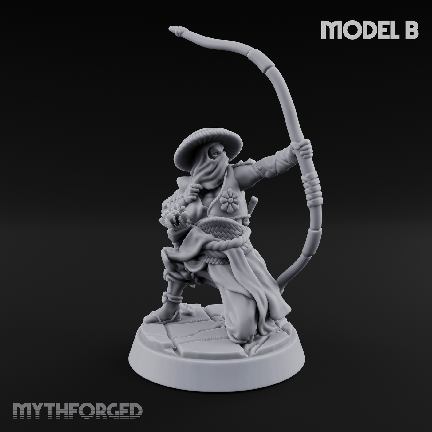 Bow Flexing Ashigaru Archers B Miniature for Dungeons and Dragons, Pathfinder or other TTRPGs