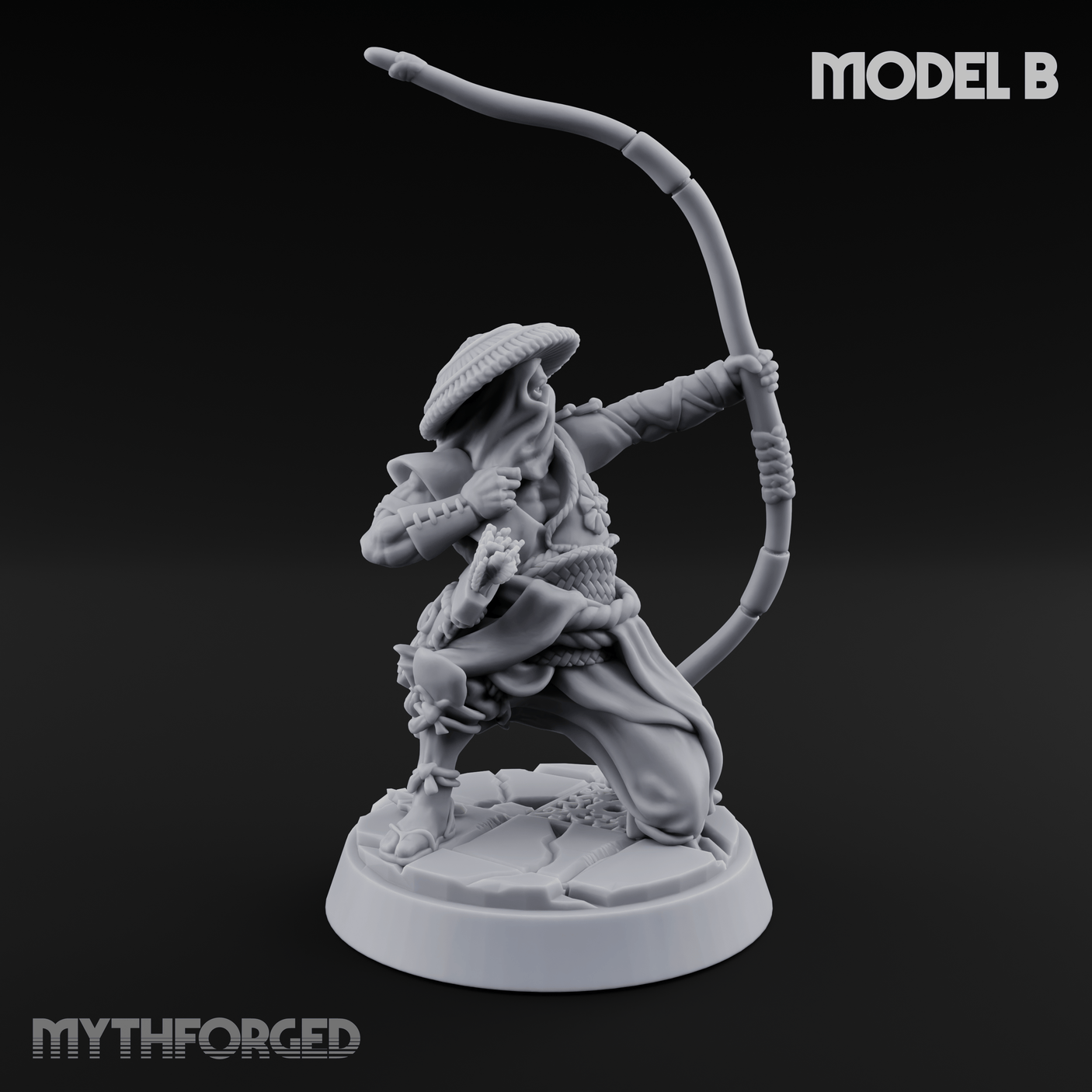 Bow Flexing Ashigaru Archers B Miniature for Dungeons and Dragons, Pathfinder or other TTRPGs