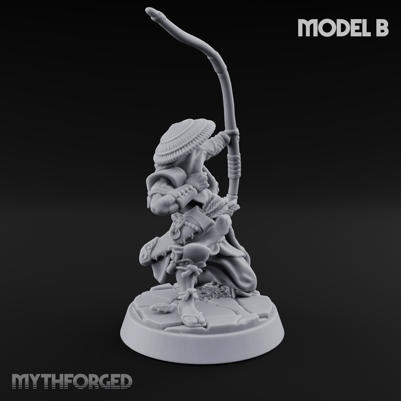 Bow Flexing Ashigaru Archers B Miniature for Dungeons and Dragons, Pathfinder or other TTRPGs