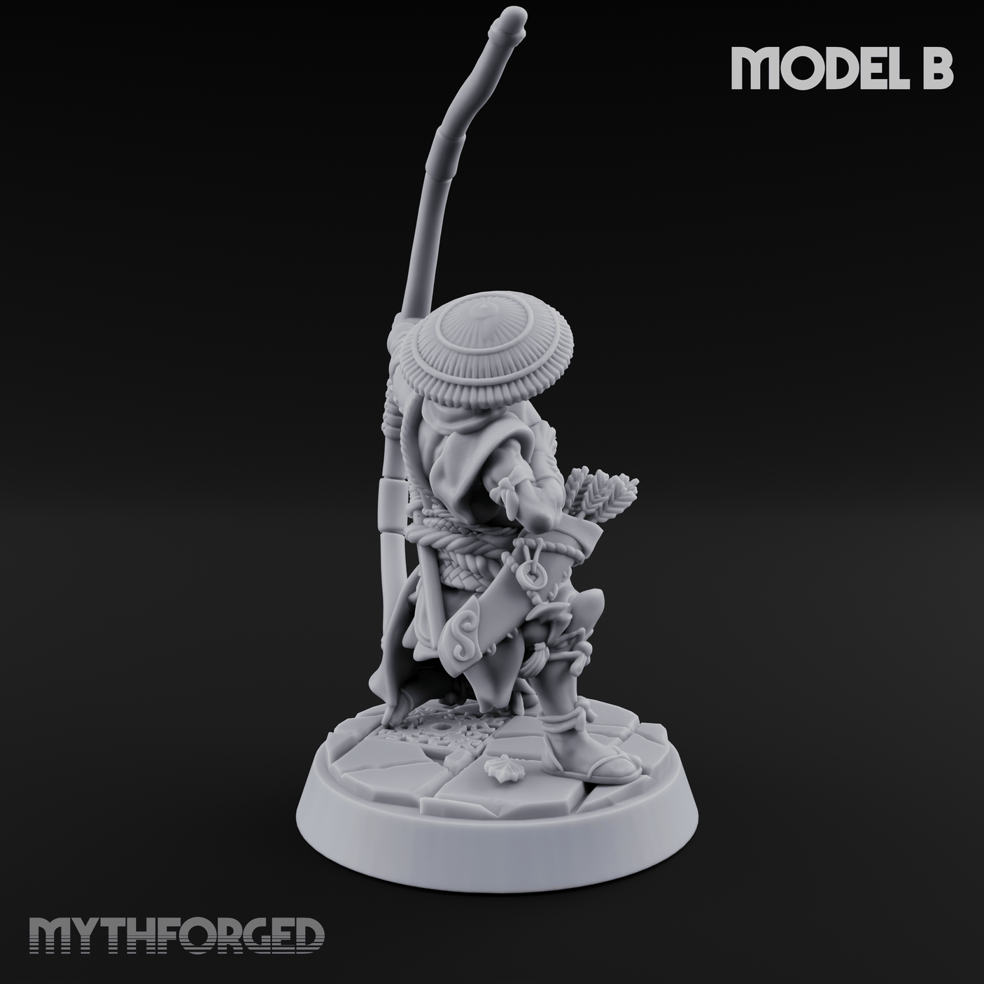 Bow Flexing Ashigaru Archers B Miniature for Dungeons and Dragons, Pathfinder or other TTRPGs