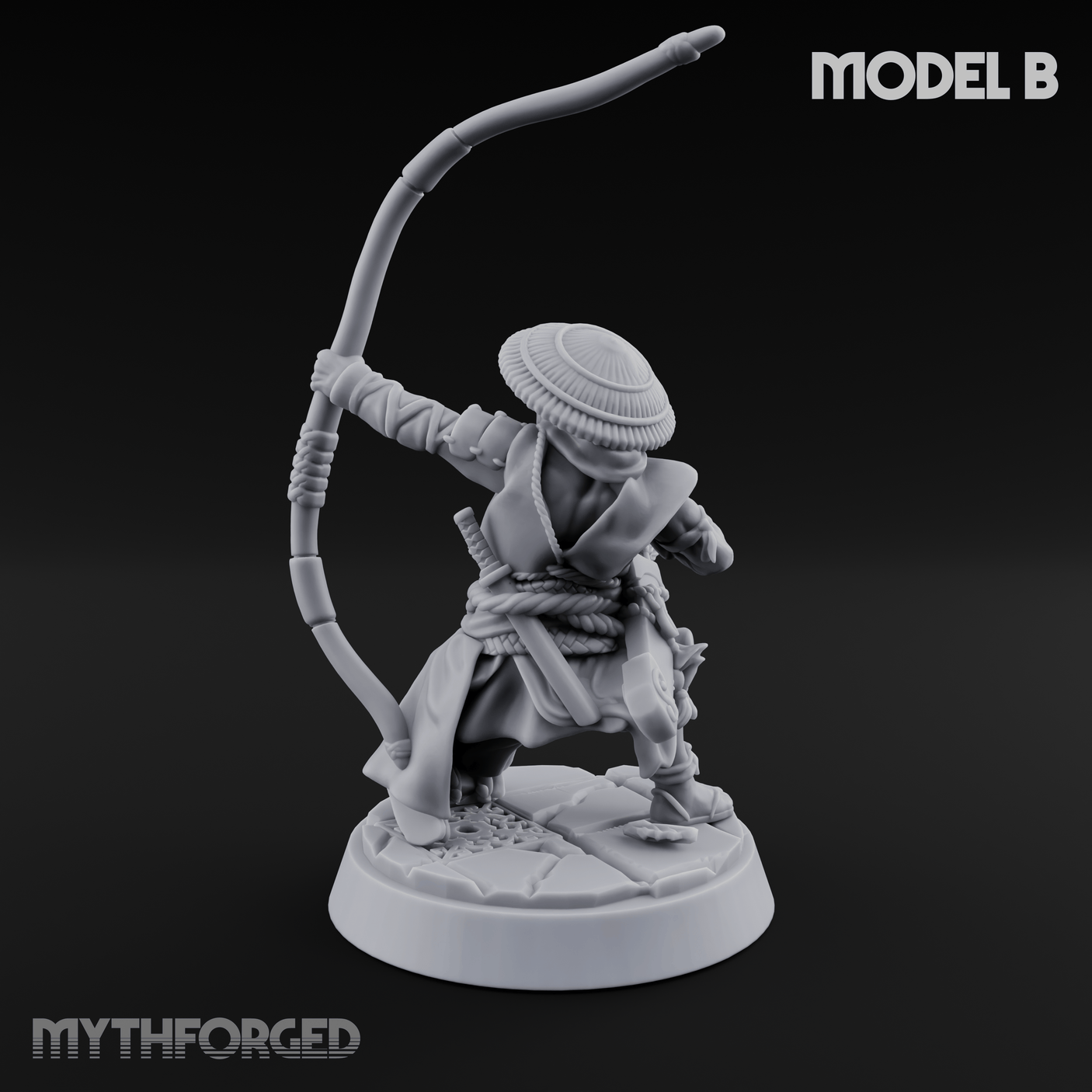 Bow Flexing Ashigaru Archers B Miniature for Dungeons and Dragons, Pathfinder or other TTRPGs