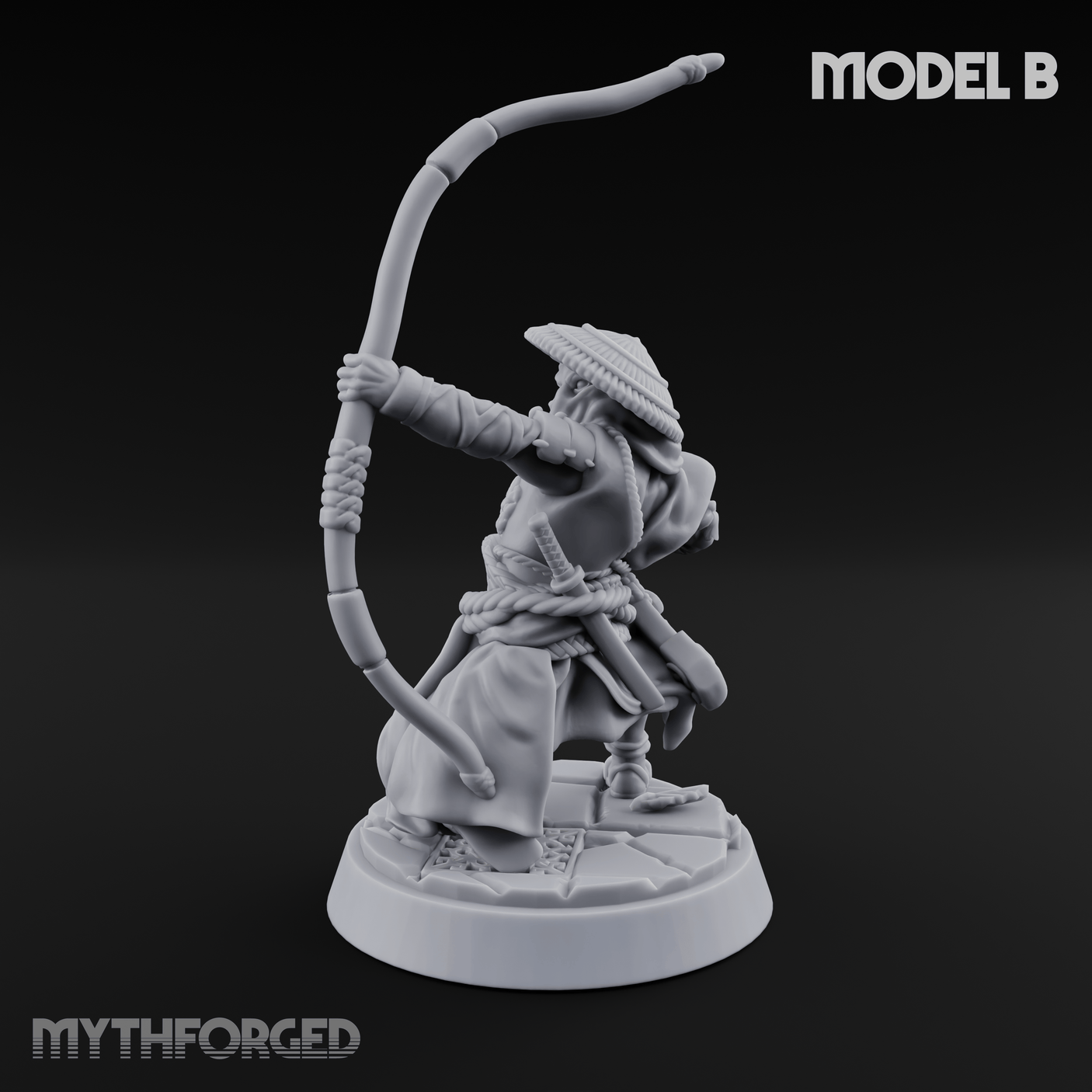 Bow Flexing Ashigaru Archers B Miniature for Dungeons and Dragons, Pathfinder or other TTRPGs