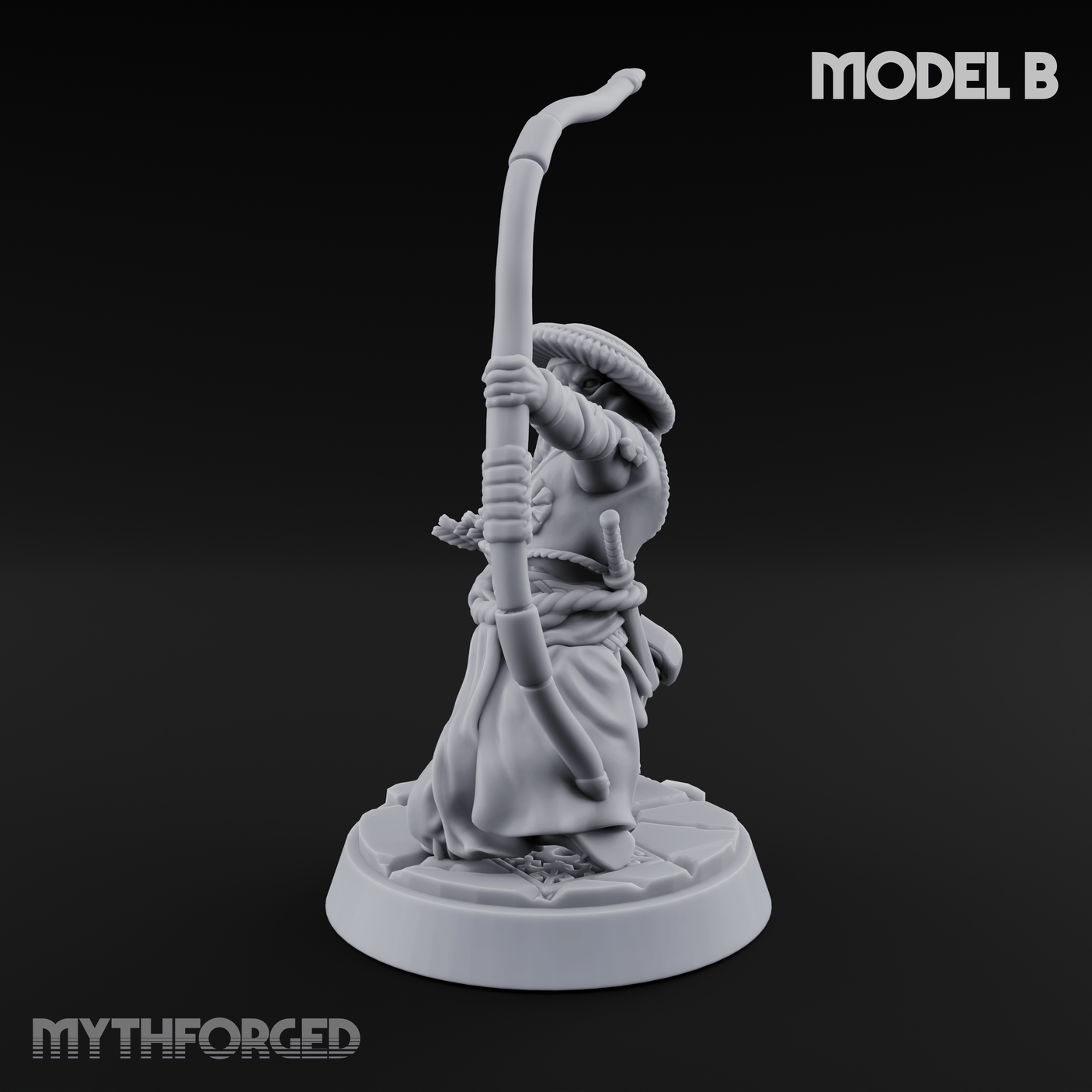Bow Flexing Ashigaru Archers B Miniature for Dungeons and Dragons, Pathfinder or other TTRPGs