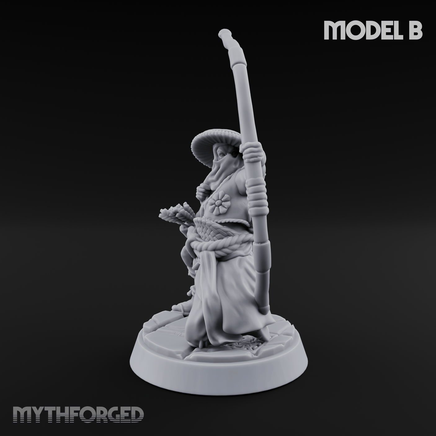 Bow Flexing Ashigaru Archers B Miniature for Dungeons and Dragons, Pathfinder or other TTRPGs