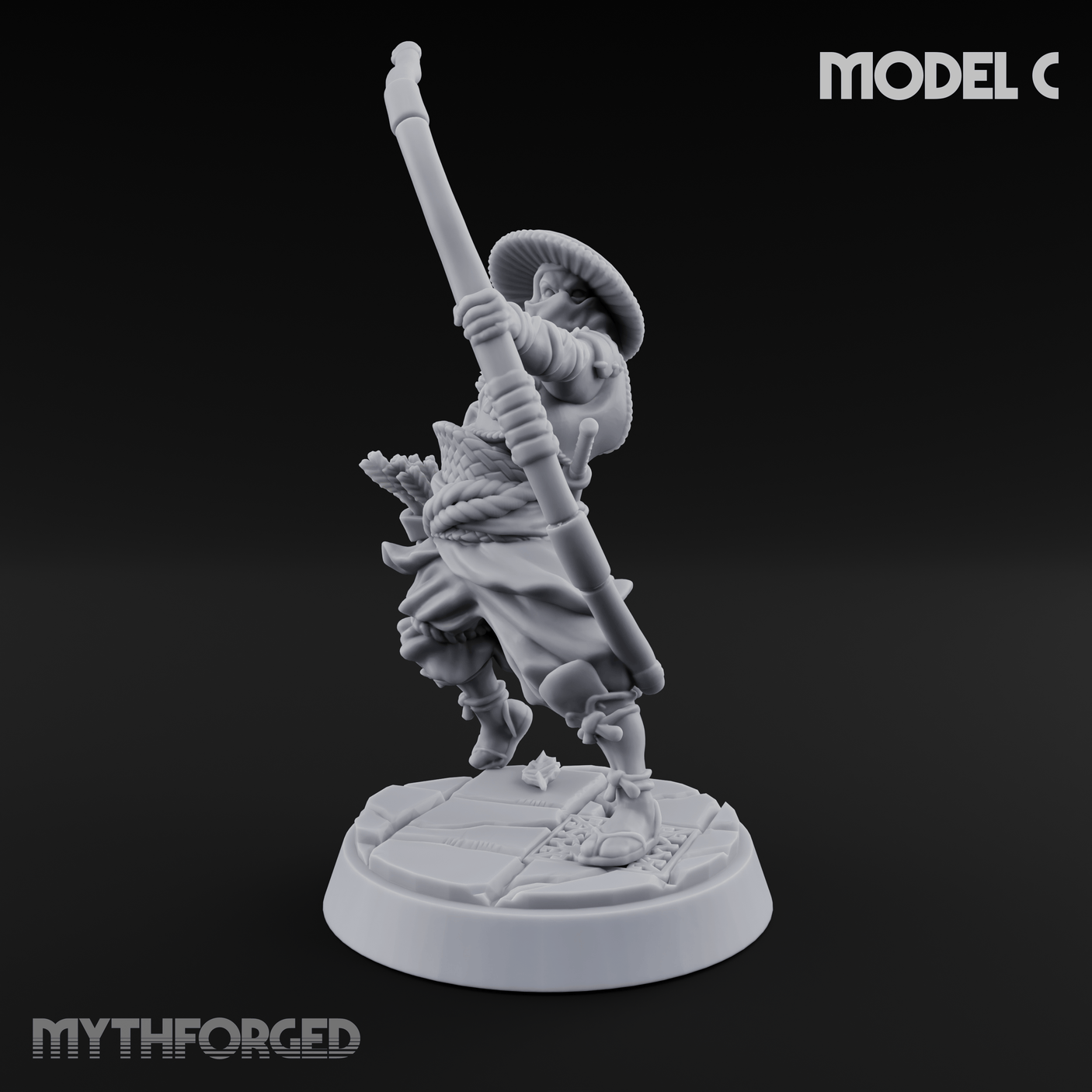 Bow Flexing Ashigaru Archers C Miniature for Dungeons and Dragons, Pathfinder or other TTRPGs