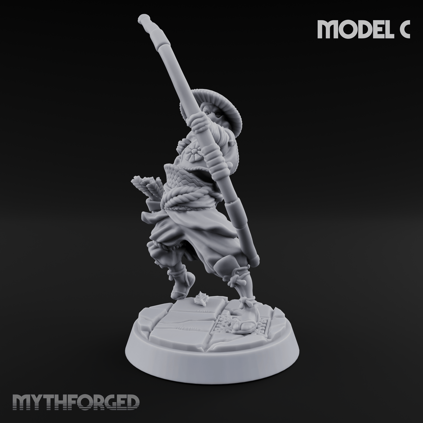 Bow Flexing Ashigaru Archers C Miniature for Dungeons and Dragons, Pathfinder or other TTRPGs