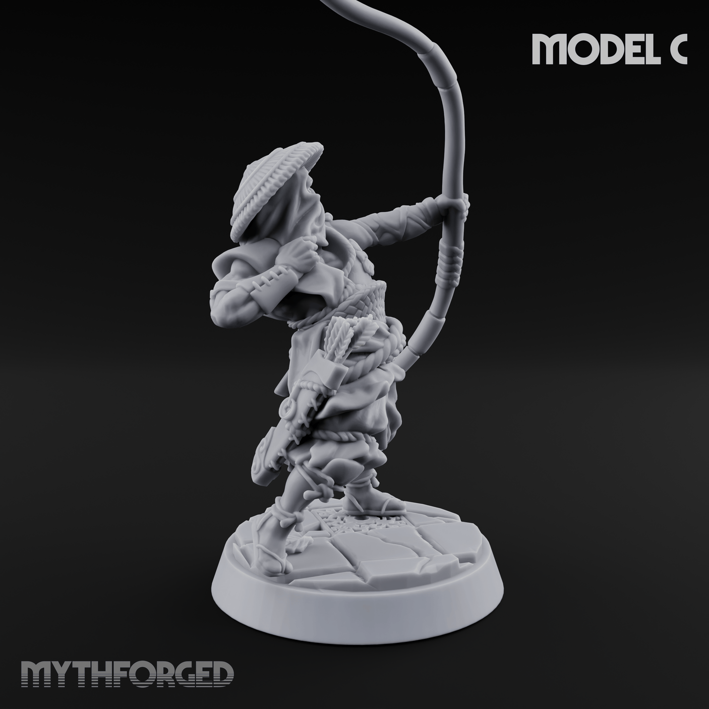Bow Flexing Ashigaru Archers C Miniature for Dungeons and Dragons, Pathfinder or other TTRPGs