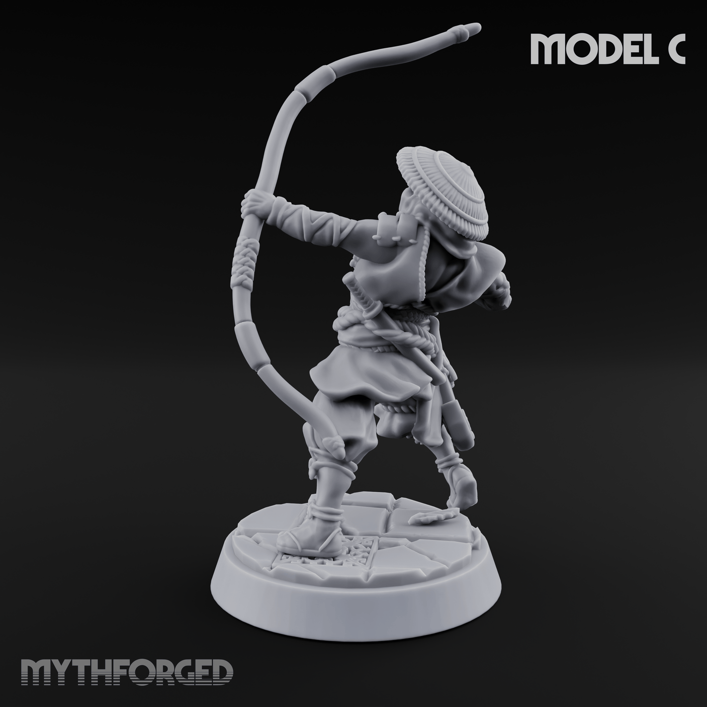 Bow Flexing Ashigaru Archers C Miniature for Dungeons and Dragons, Pathfinder or other TTRPGs