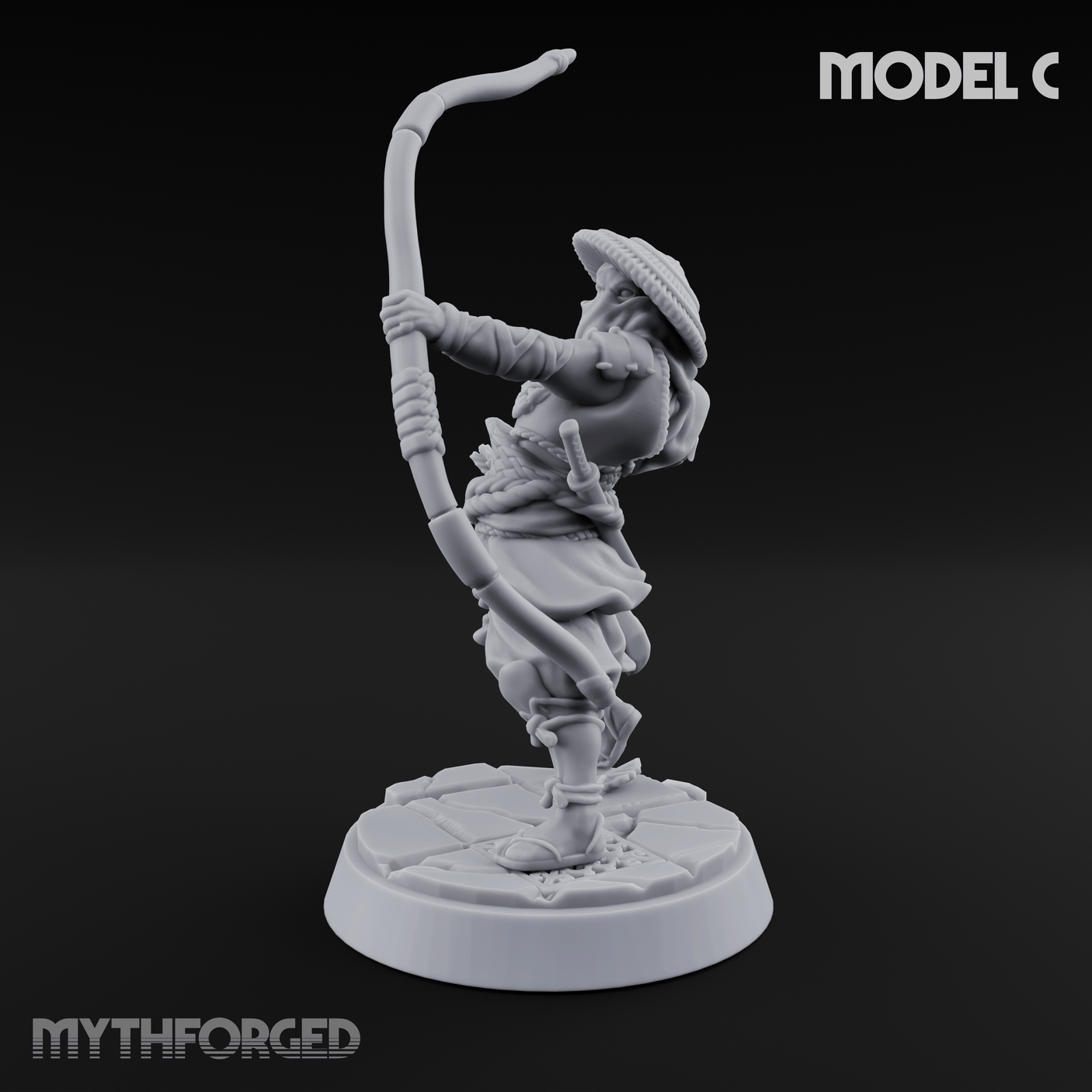 Bow Flexing Ashigaru Archers C Miniature for Dungeons and Dragons, Pathfinder or other TTRPGs