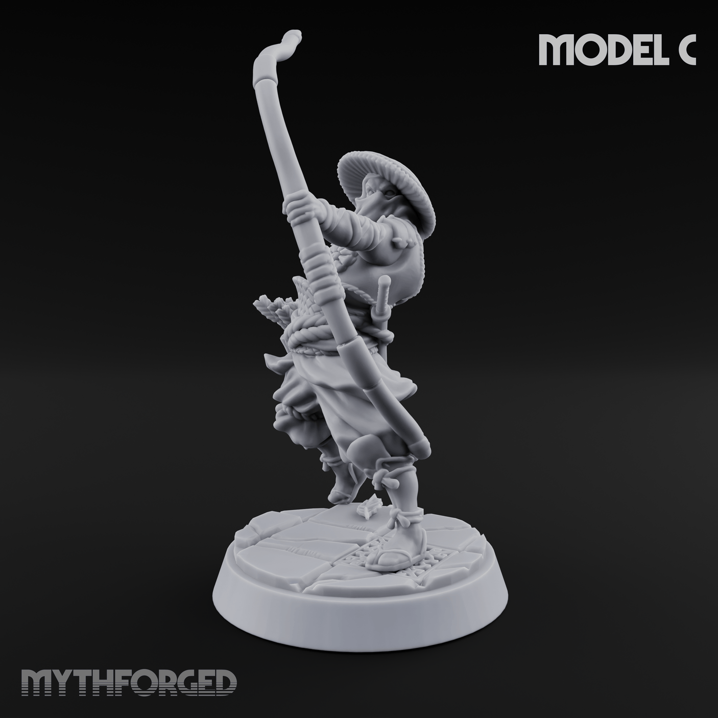 Bow Flexing Ashigaru Archers C Miniature for Dungeons and Dragons, Pathfinder or other TTRPGs