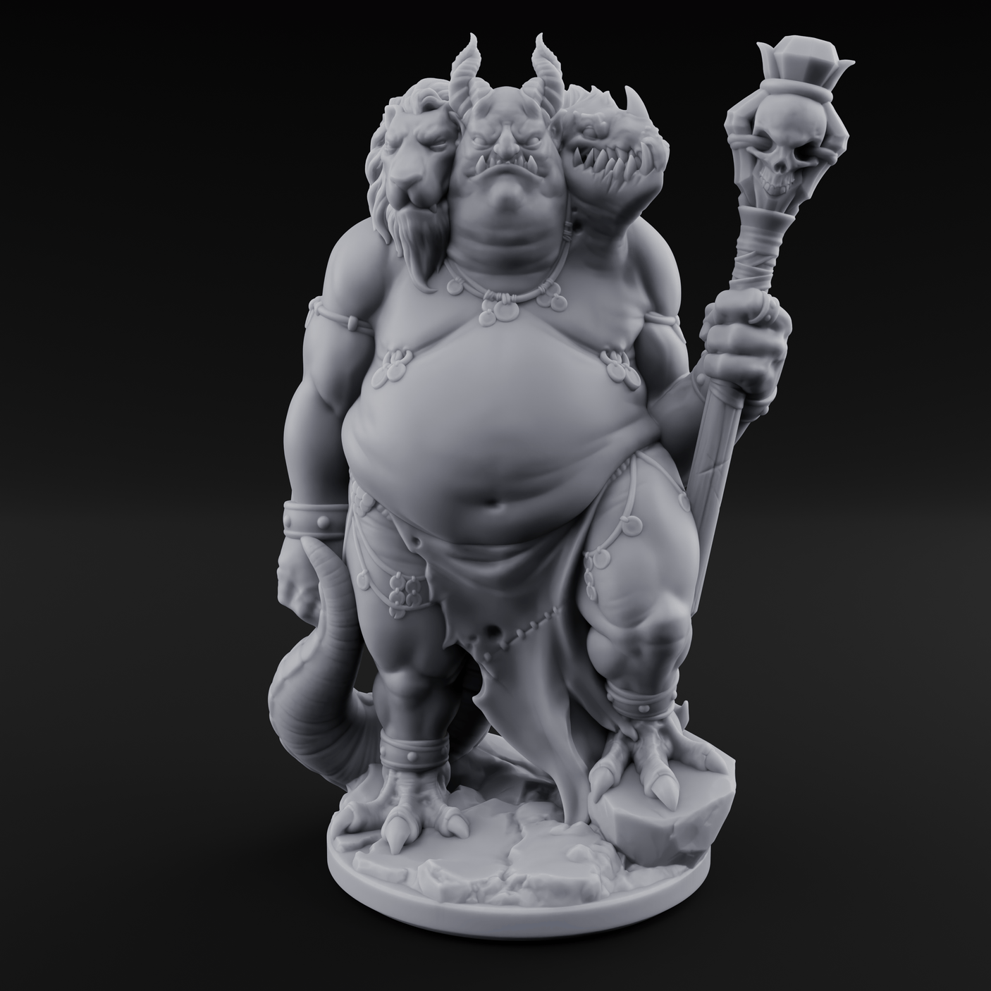 Three Heads Full Of Trouble Devil Overlord Miniature for Dungeons and Dragons, Pathfinder or other TTRPGs