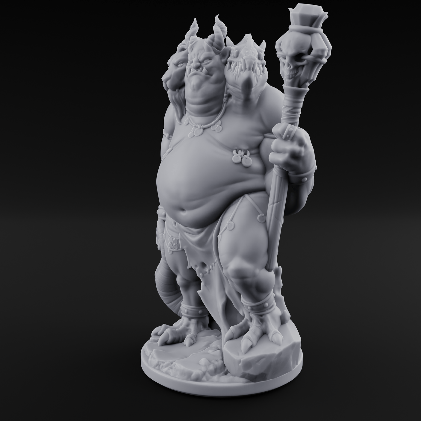 Three Heads Full Of Trouble Devil Overlord Miniature for Dungeons and Dragons, Pathfinder or other TTRPGs