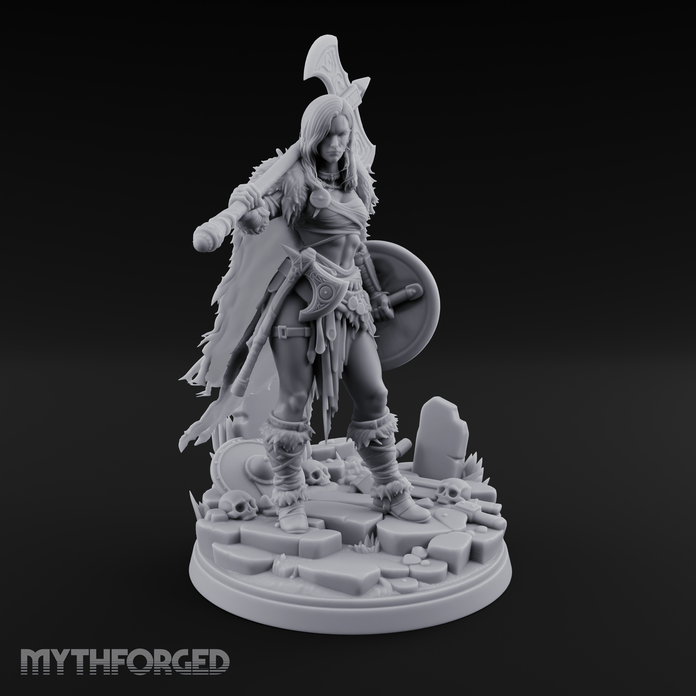 Axe Shouldered Ready Human Barbarian Miniature for Dungeons and Dragons, Pathfinder or other TTRPGs