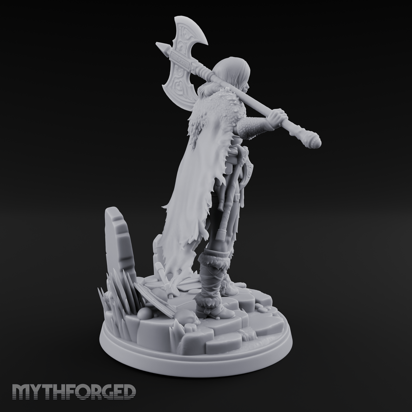 Axe Shouldered Ready Human Barbarian Miniature for Dungeons and Dragons, Pathfinder or other TTRPGs