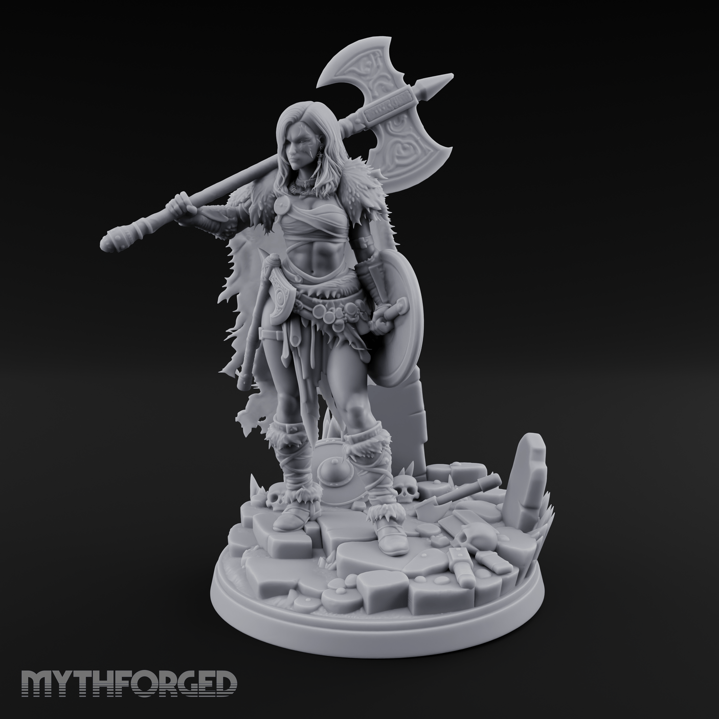 Axe Shouldered Ready Human Barbarian Miniature for Dungeons and Dragons, Pathfinder or other TTRPGs