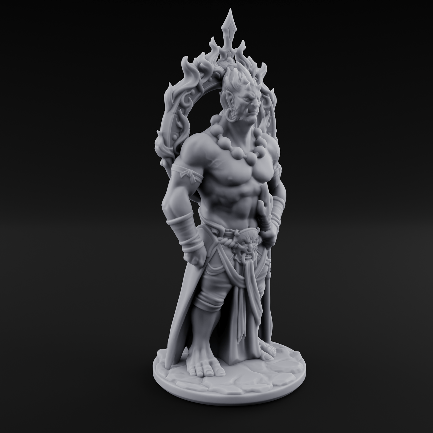 Halo Bearing Demon Asura Miniature for Dungeons and Dragons, Pathfinder or other TTRPGs